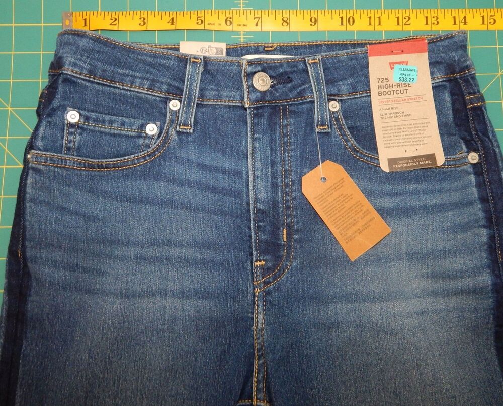 NWT Levi's 725 High-Rise Bootcut Jeans Woman’s Size 29 x 32 Dark Blue Tux Stripe - Picture 10 of 16